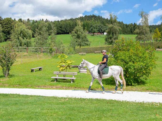 Erich Muhr beim Reiten am Hotel Waldhof Muhr