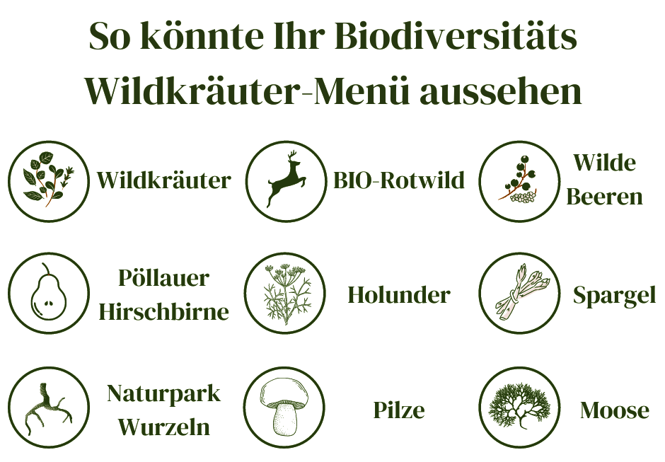 Zutaten des Biodiversitäts-Wildkräuter-Menü im Hotel Waldhof Muhr