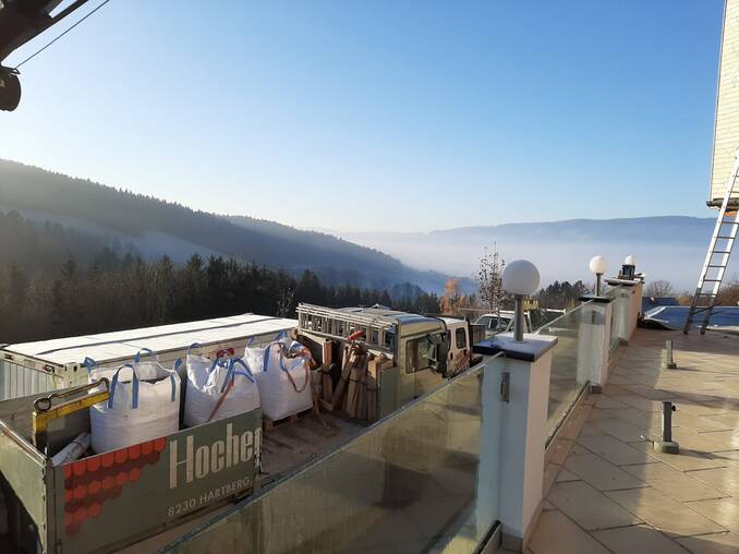 Ausblick von der Baustelle am Hotel Waldhof Muhr